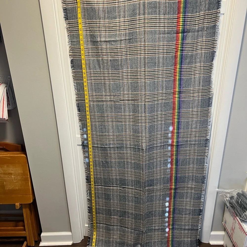 Rainbow Stripe Plaid Winter Versatile Scarf Multicolor